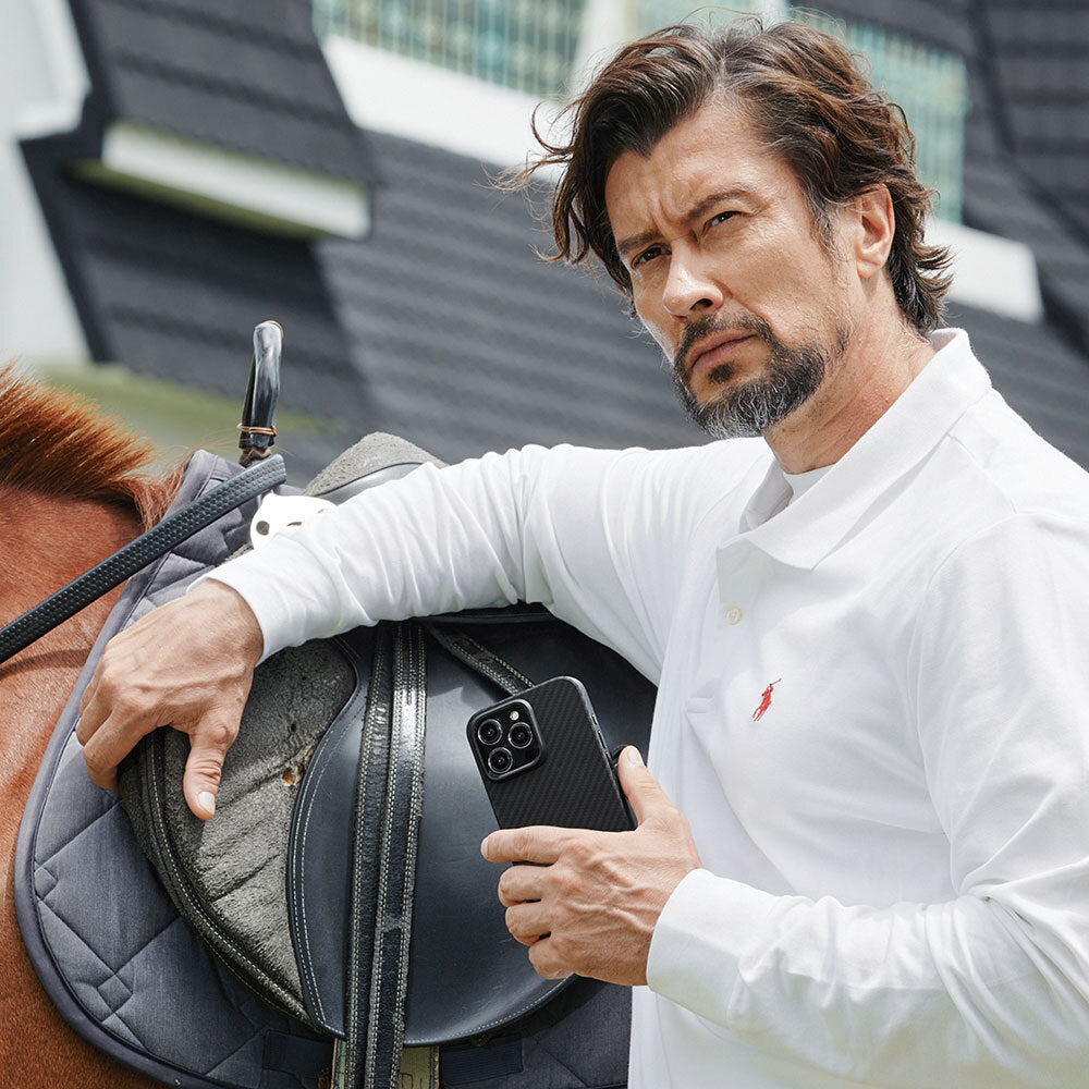 iPhone 15 Pro Kılıf M-safe Şarj Özellikli 1500D Aramid Fiber Pitaka Military-Grade Classic Serisi Black-Grey Twill Kılıf