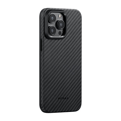 iPhone 15 Pro Kılıf M-safe Şarj Özellikli 1500D Aramid Fiber Pitaka Military-Grade Classic Serisi Black-Grey Twill Kılıf