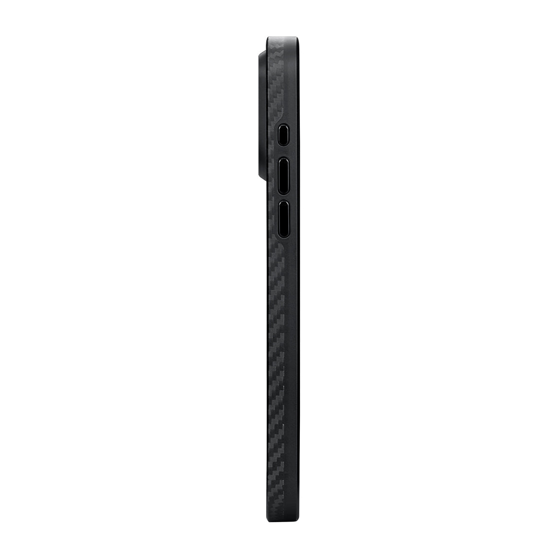 Apple iPhone 15 Pro Kılıf M-safe Şarj Özellikli 1500D Aramid Fiber Pitaka Military-Grade Classic Serisi Black-Grey Twill Kapak Siyah-Gri