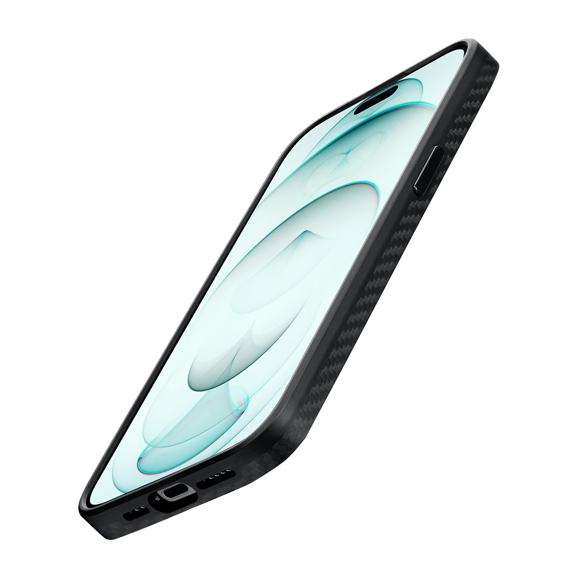 Apple iPhone 15 Pro Kılıf M-safe Şarj Özellikli 1500D Aramid Fiber Pitaka Military-Grade Classic Serisi Black-Grey Twill Kapak Siyah-Gri