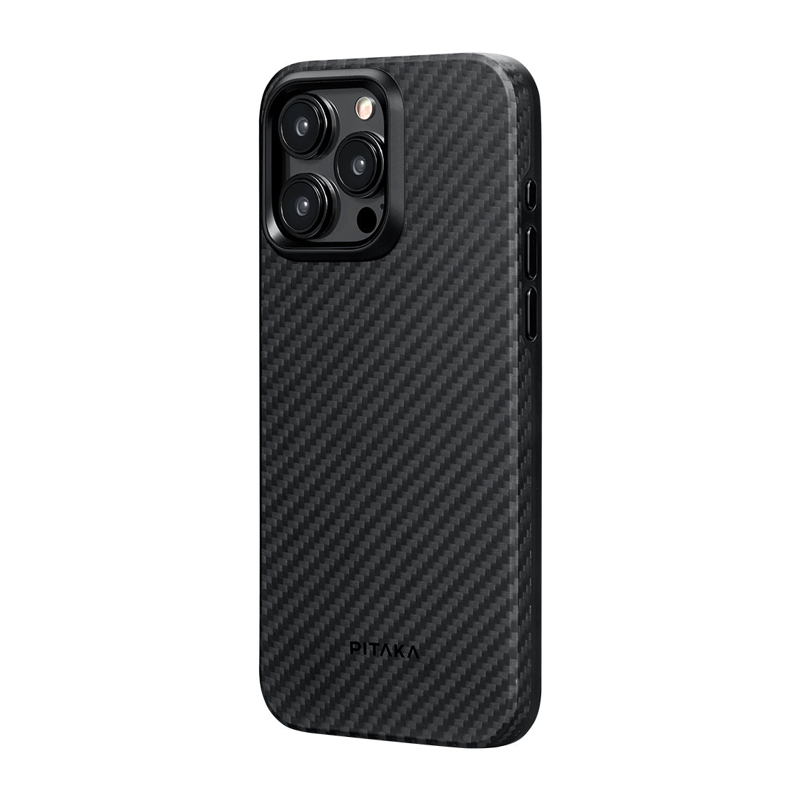 iPhone 15 Pro Kılıf M-safe Şarj Özellikli 1500D Aramid Fiber Pitaka Military-Grade Classic Serisi Black-Grey Twill Kılıf
