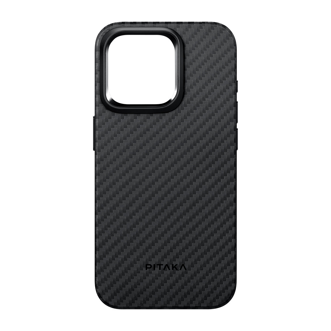 Apple iPhone 15 Pro Kılıf M-safe Şarj Özellikli 1500D Aramid Fiber Pitaka Military-Grade Classic Serisi Black-Grey Twill Kapak Siyah-Mavi