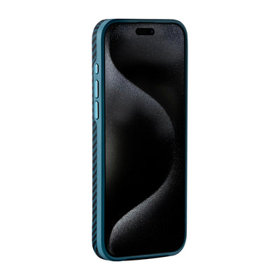 Apple iPhone 15 Pro Kılıf M-safe Şarj Özellikli 1500D Aramid Fiber Pitaka Military-Grade Classic Serisi Black-Grey Twill Kapak Siyah-Gri