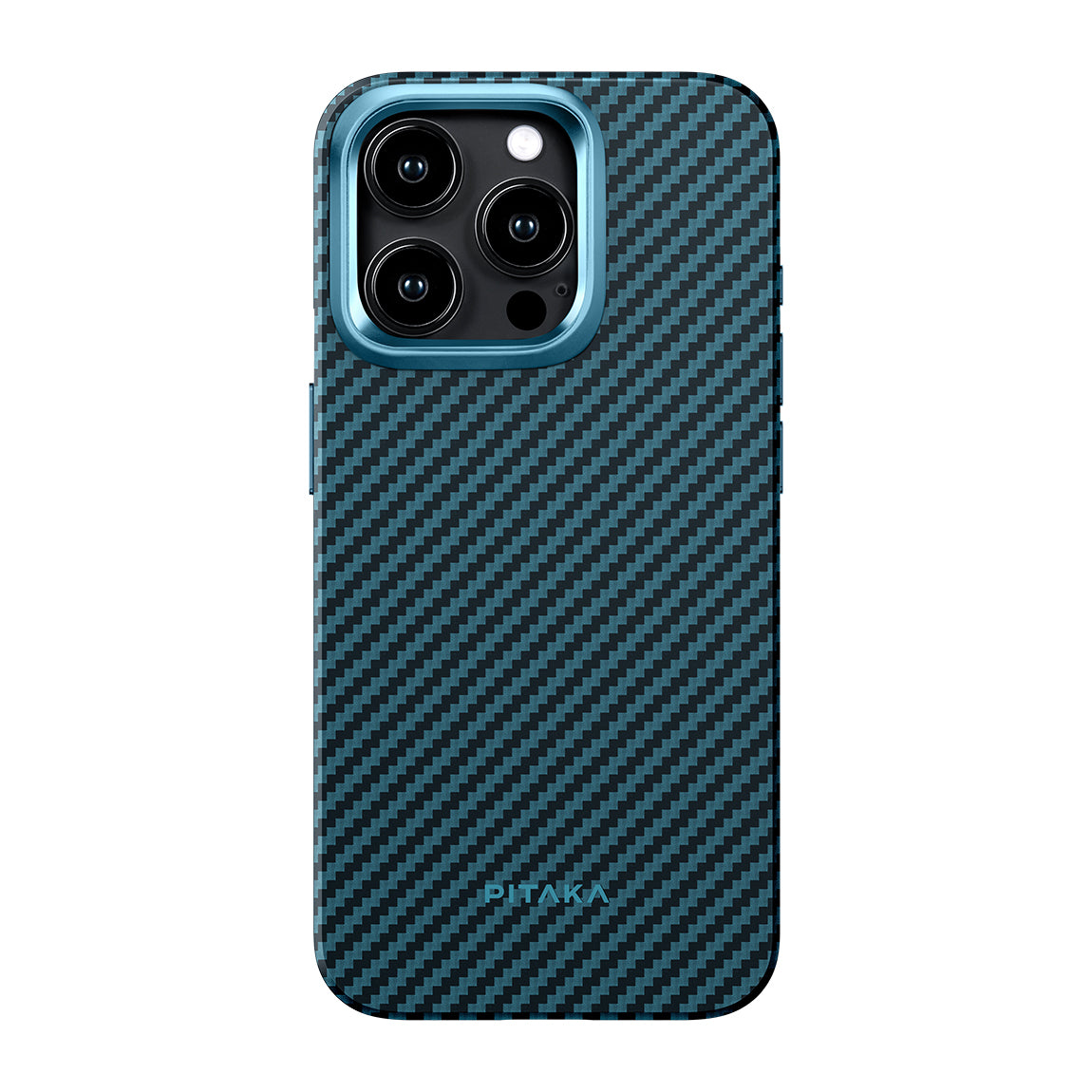 Apple iPhone 15 Pro Kılıf M-safe Şarj Özellikli 1500D Aramid Fiber Pitaka Military-Grade Classic Serisi Black-Grey Twill Kapak Siyah-Gri