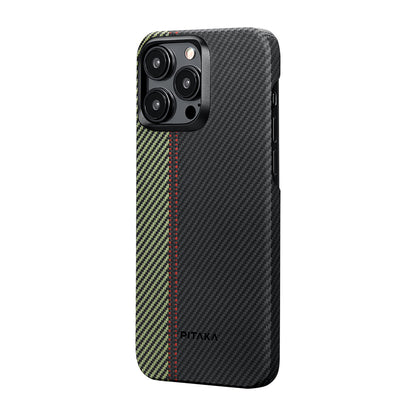 iPhone 15 Pro Kılıf M-safe Şarj Özellikli 600D Aramid Fiber Pitaka Tactile Woven Orchestra Serisi Overture Kılıf