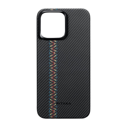 iPhone 15 Pro Kılıf M-safe Şarj Özellikli 600D Aramid Fiber Pitaka Tactile Woven Orchestra Serisi Rhapsody Kılıf