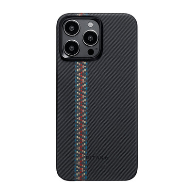 Apple iPhone 15 Pro Kılıf Magsafe Şarj Özellikli 600D Aramid Fiber Pitaka Tactile Woven Orchestra Serisi Rhapsody Kapak Siyah