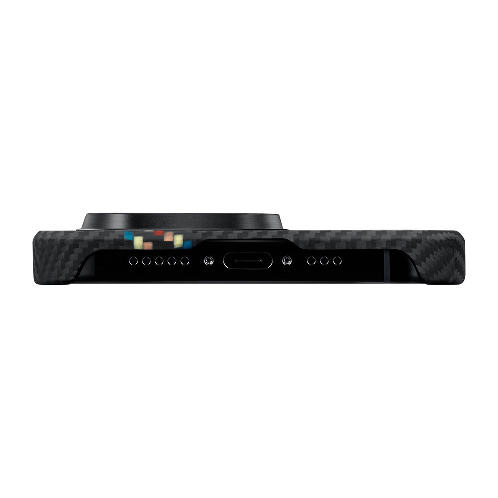 Apple iPhone 15 Pro Kılıf Magsafe Şarj Özellikli 600D Aramid Fiber Pitaka Tactile Woven Orchestra Serisi Rhapsody Kapak Siyah