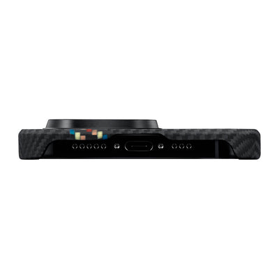 Apple iPhone 15 Pro Kılıf Magsafe Şarj Özellikli 600D Aramid Fiber Pitaka Tactile Woven Orchestra Serisi Rhapsody Kapak Siyah
