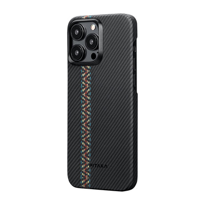 iPhone 15 Pro Kılıf M-safe Şarj Özellikli 600D Aramid Fiber Pitaka Tactile Woven Orchestra Serisi Rhapsody Kılıf