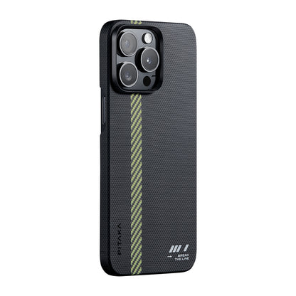 iPhone 15 Pro Kılıf M-safe Şarj Özellikli Aramid Fiber Pitaka Tactile Woven Break The Line Kılıf