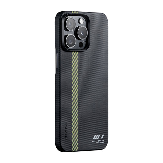 iPhone 15 Pro Kılıf M-safe Şarj Özellikli Aramid Fiber Pitaka Tactile Woven Break The Line Kılıf