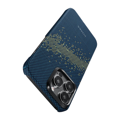 iPhone 15 Pro Kılıf M-safe Şarj Özellikli Aramid Fiber Pitaka Tactile Woven Starpeak Serisi Milky Way Galaxy Kılıf