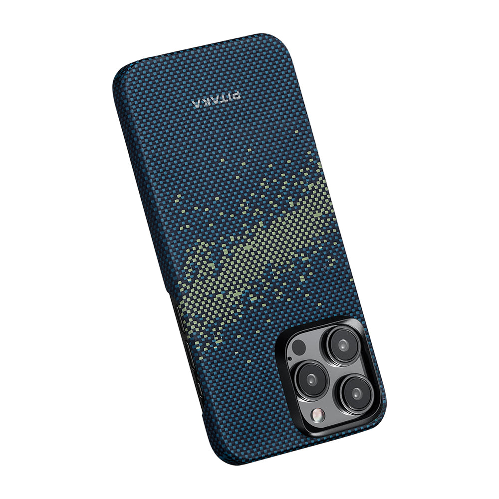 iPhone 15 Pro Kılıf M-safe Şarj Özellikli Aramid Fiber Pitaka Tactile Woven Starpeak Serisi Milky Way Galaxy Kılıf