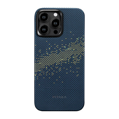 Apple iPhone 15 Pro Kılıf Magsafe Şarj Özellikli Aramid Fiber Pitaka Tactile Woven Starpeak Serisi Milky Way Galaxy Kapak Mavi