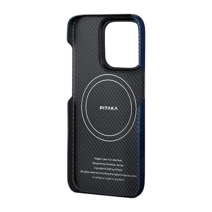 iPhone 15 Pro Kılıf M-safe Şarj Özellikli Aramid Fiber Pitaka Tactile Woven Starpeak Serisi Over The Horizon Kılıf