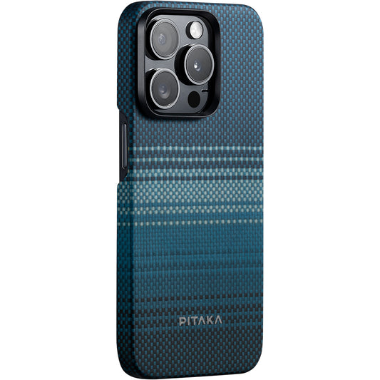iPhone 15 Pro Kılıf M-safe Şarj Özellikli Aramid Fiber Pitaka Tactile Woven Sunset-Moonrise Serisi Moonrise Kılıf