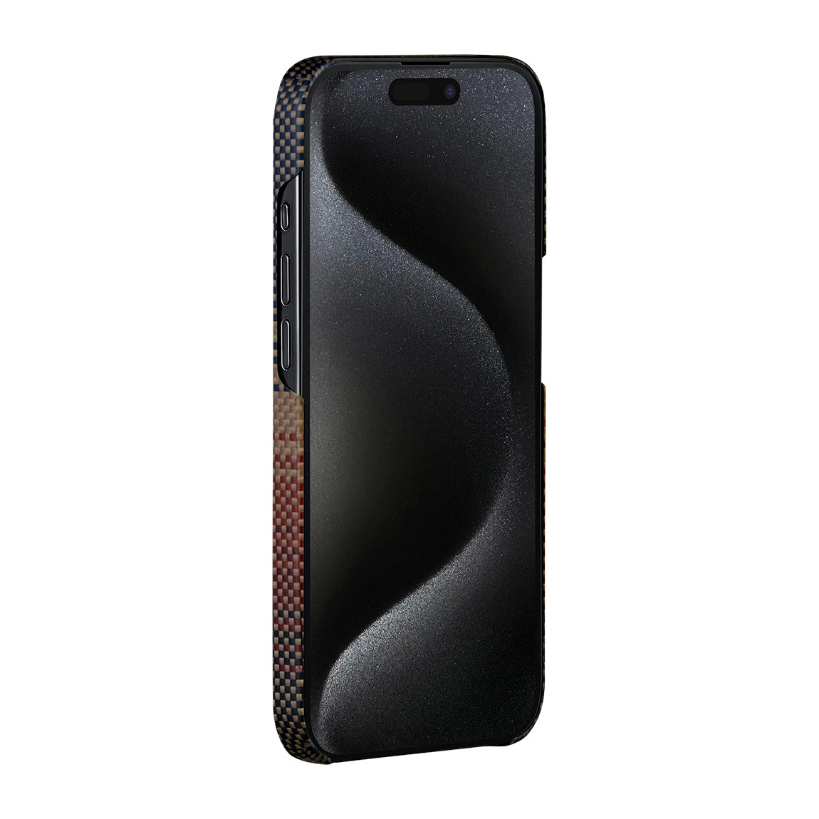 iPhone 15 Pro Kılıf M-safe Şarj Özellikli Aramid Fiber Pitaka Tactile Woven Sunset-Moonrise Serisi Sunset Kılıf