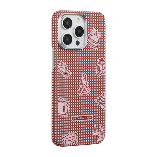 iPhone 15 Pro Kılıf M-safe Şarj Özellikli Awa Tasarımlı 1500D Aramid Fiber Pitaka Ultra-Slim Classic Serisi Bonfire Kılıf