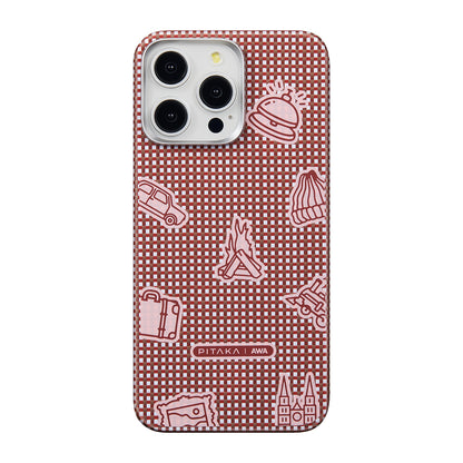 iPhone 15 Pro Kılıf M-safe Şarj Özellikli Awa Tasarımlı 1500D Aramid Fiber Pitaka Ultra-Slim Classic Serisi Bonfire Kılıf