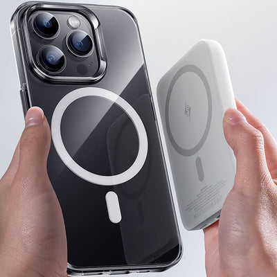 Apple iPhone 15 Pro Kılıf Magsafe Şarj Özellikli Benks Crystal Serisi Şeffaf Kapak Renksiz