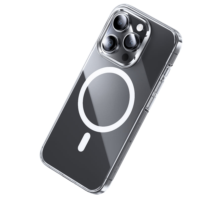 Apple iPhone 15 Pro Kılıf Magsafe Şarj Özellikli Benks Crystal Serisi Şeffaf Kapak Renksiz