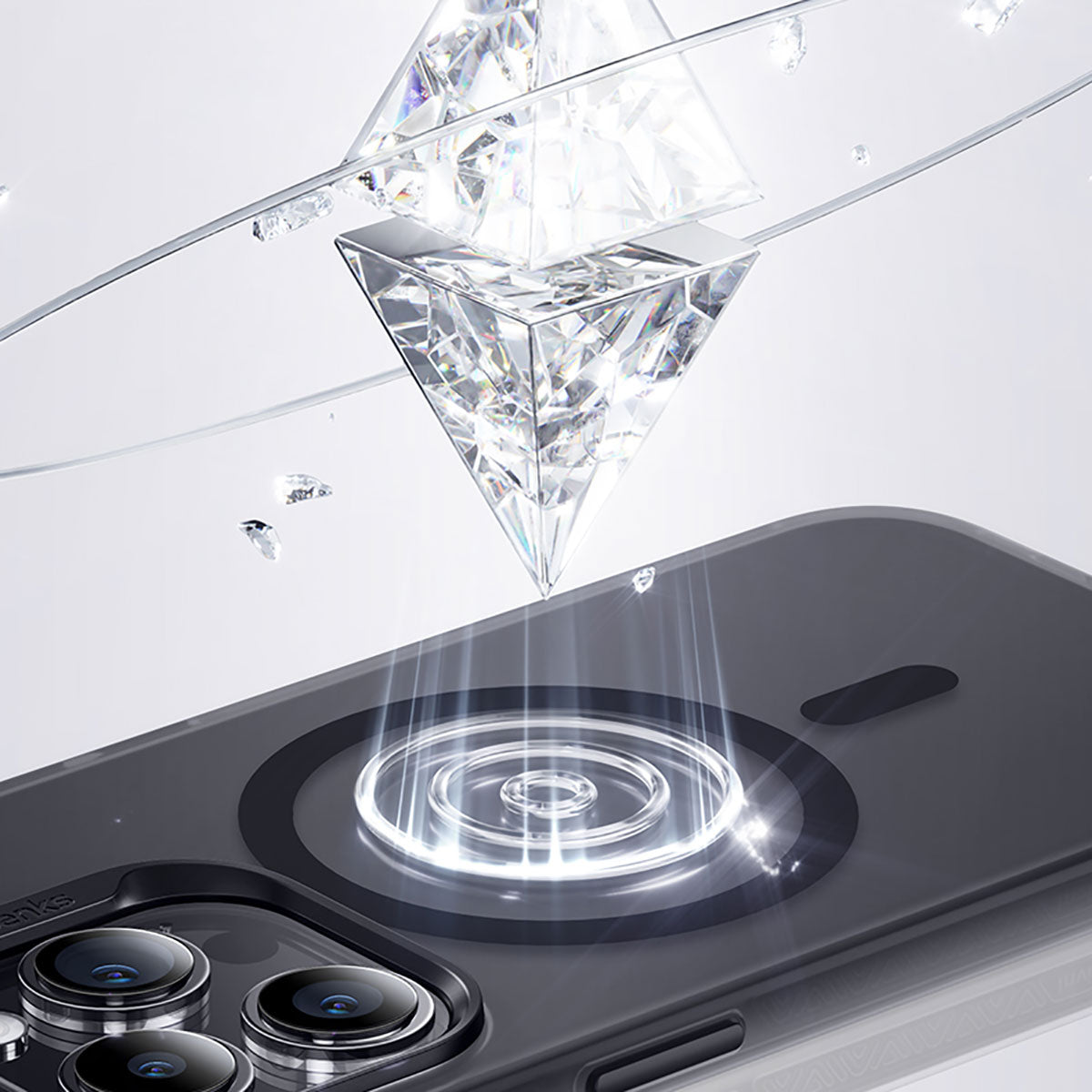 Apple iPhone 15 Pro Kılıf Magsafe Şarj Özellikli Benks Lucid Armor Kapak Beyaz