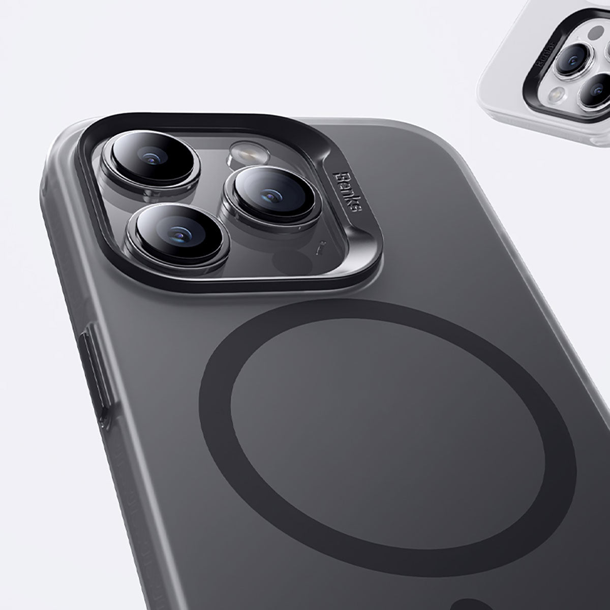 Apple iPhone 15 Pro Kılıf Magsafe Şarj Özellikli Benks Lucid Armor Kapak Gri