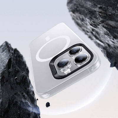 Apple iPhone 15 Pro Kılıf Magsafe Şarj Özellikli Benks Lucid Armor Kapak Gri