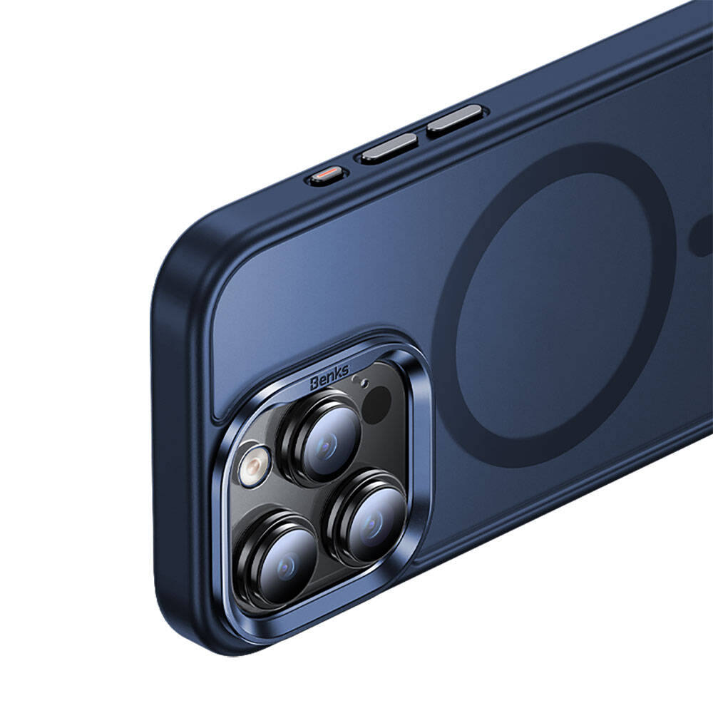 Apple iPhone 15 Pro Kılıf Magsafe Şarj Özellikli Benks Mist Protective Kapak Mavi