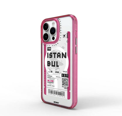 iPhone 15 Pro Kılıf M-safe Şarj Özellikli Bilet Desenli Wiwu Turkey B Serisi Kılıf