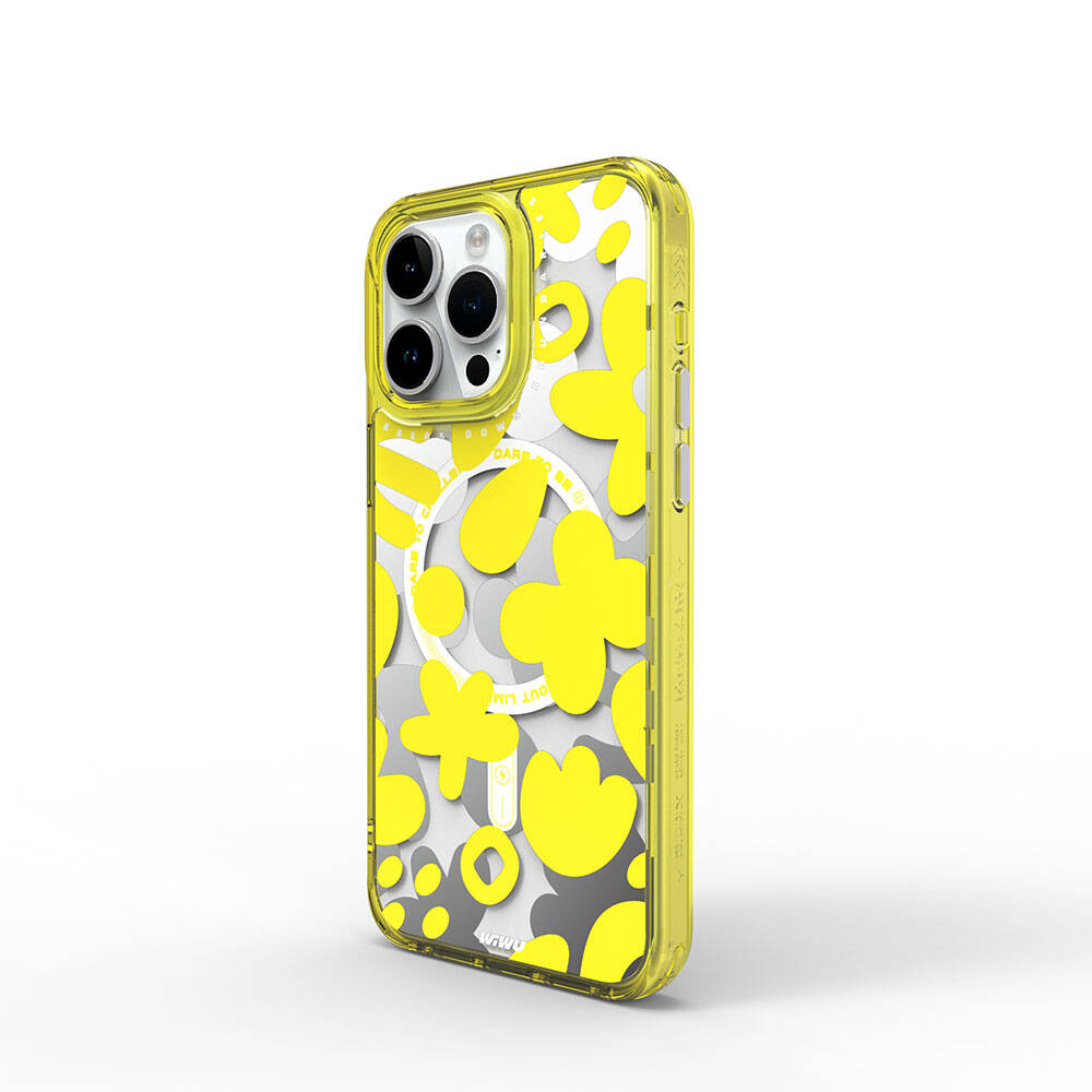 Apple iPhone 15 Pro Kılıf Magsafe Şarj Özellikli Boya Desenli Wiwu Fluorescent G Serisi Kapak Mor