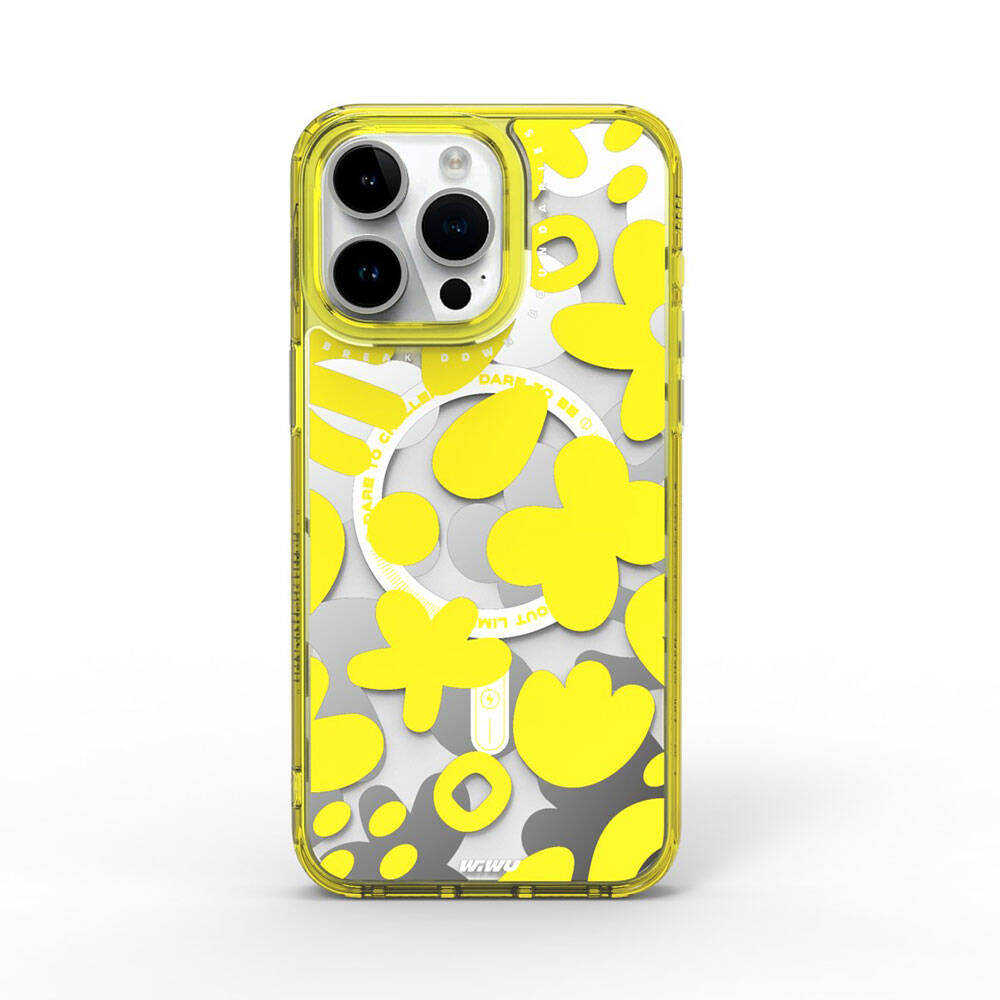 Apple iPhone 15 Pro Kılıf Magsafe Şarj Özellikli Boya Desenli Wiwu Fluorescent G Serisi Kapak Turuncu