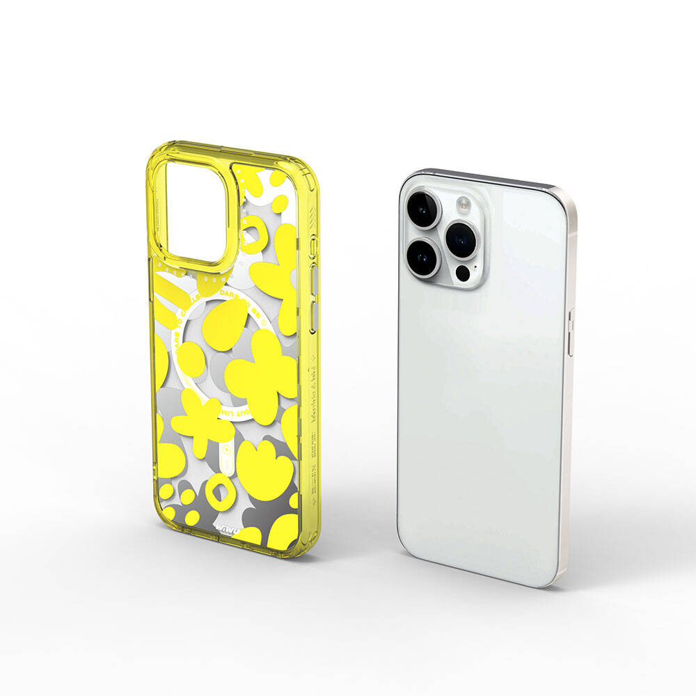 Apple iPhone 15 Pro Kılıf Magsafe Şarj Özellikli Boya Desenli Wiwu Fluorescent G Serisi Kapak Turuncu