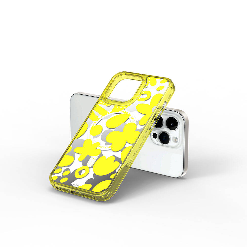 Apple iPhone 15 Pro Kılıf Magsafe Şarj Özellikli Boya Desenli Wiwu Fluorescent G Serisi Kapak Mor