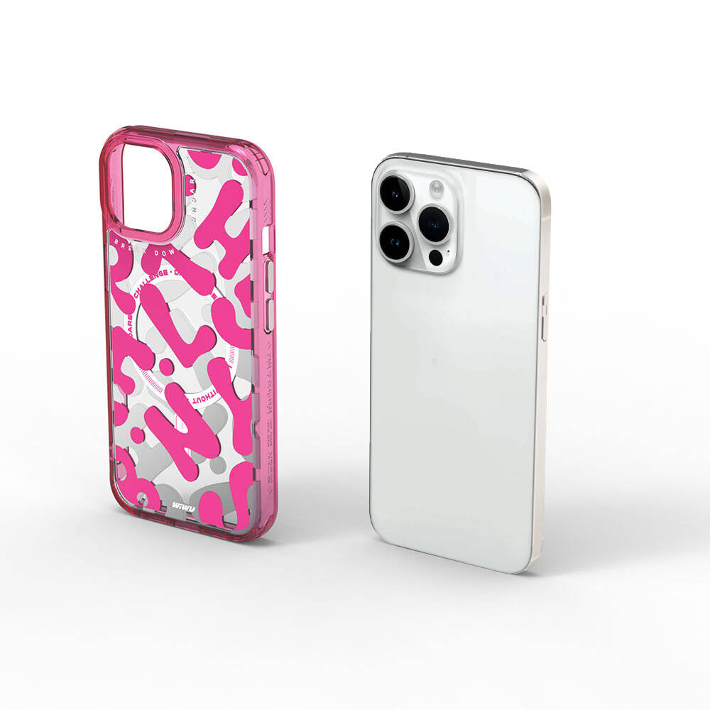 Apple iPhone 15 Pro Kılıf Magsafe Şarj Özellikli Boya Desenli Wiwu Fluorescent G Serisi Kapak Turuncu