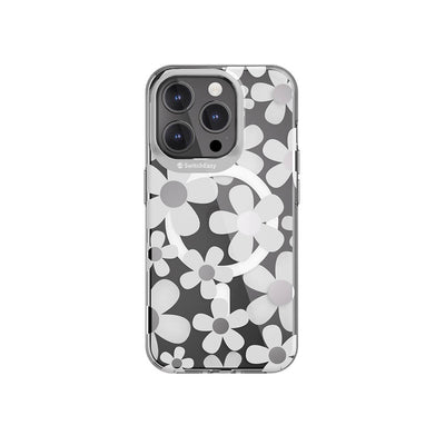 Apple iPhone 15 Pro Kılıf Magsafe Şarj Özellikli Çift IMD Baskılı Lisanslı Switcheasy Artist-M Fleur Kapak Gri