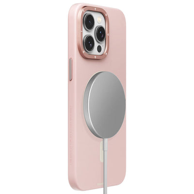 Apple iPhone 15 Pro Kılıf Magsafe Şarj Özellikli Çizilmeye ve Aşınmaya Dayanıklı Youngkit Velvet Serisi Kapak Pembe
