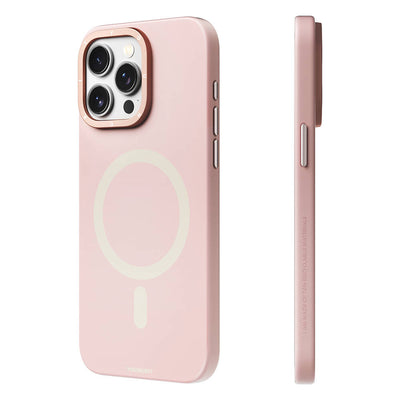 Apple iPhone 15 Pro Kılıf Magsafe Şarj Özellikli Çizilmeye ve Aşınmaya Dayanıklı Youngkit Velvet Serisi Kapak Pembe