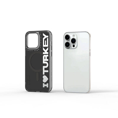 Apple iPhone 15 Pro Kılıf Magsafe Şarj Özellikli I Love Turkey Yazı Desenli Wiwu Turkey E Serisi Kapak Yeşil