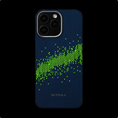 Apple iPhone 15 Pro Kılıf M-safe Şarj Özellikli Lumintex Teknolojili Fosforlu Özellikli Aramid Fiber Pitaka Tactile Woven Starpeak Serisi Milky Way Galaxy Kapak Mavi