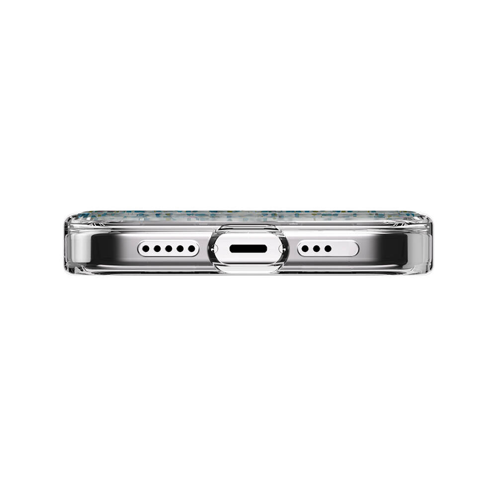 Apple iPhone 15 Pro Kılıf Magsafe Şarj Özellikli Parlayan Simli Şeffaf Lisanslı Switcheasy Starfield-M Kapak Mavi