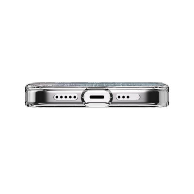 Apple iPhone 15 Pro Kılıf Magsafe Şarj Özellikli Parlayan Simli Şeffaf Lisanslı Switcheasy Starfield-M Kapak Mor