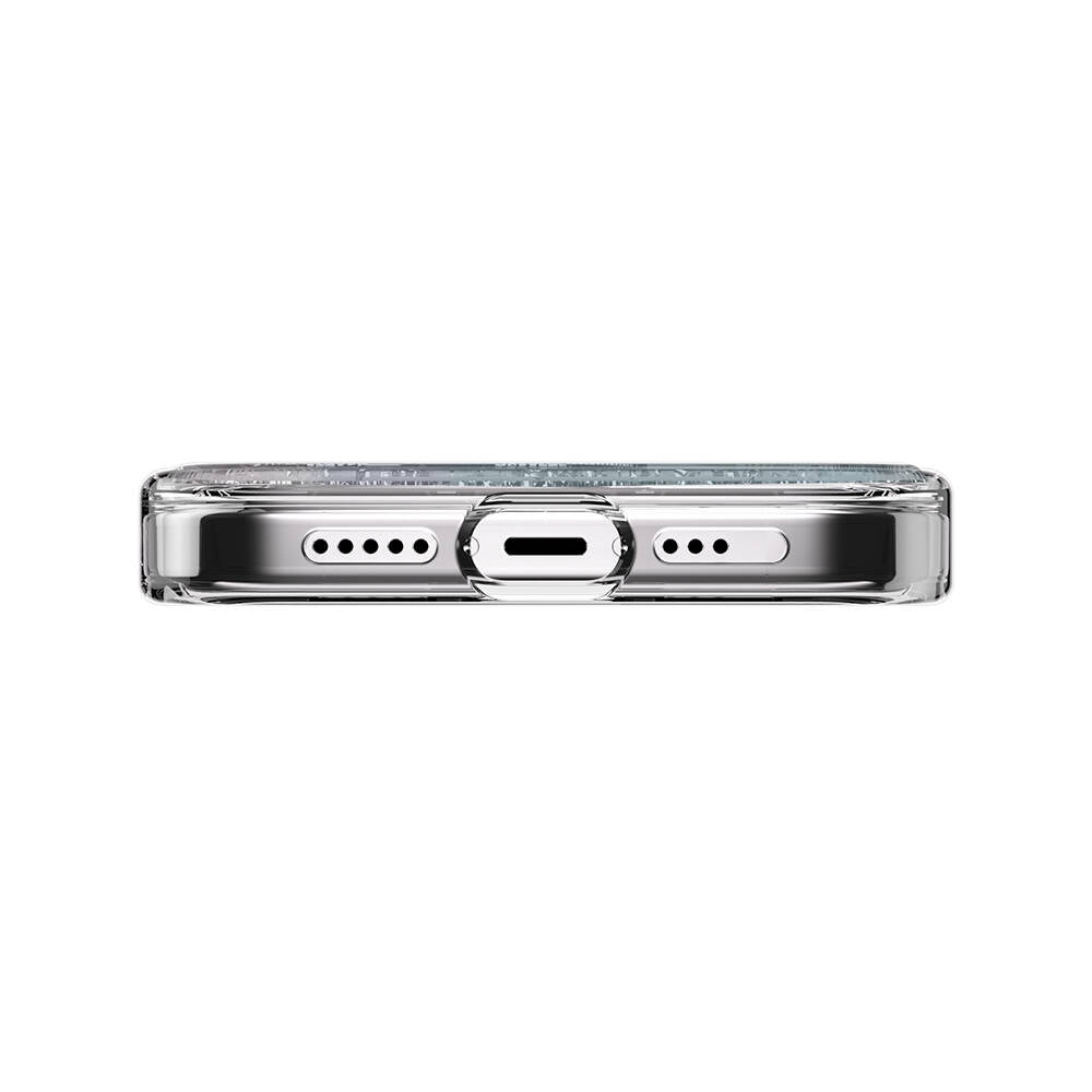 Apple iPhone 15 Pro Kılıf Magsafe Şarj Özellikli Parlayan Simli Şeffaf Lisanslı Switcheasy Starfield-M Kapak Mavi
