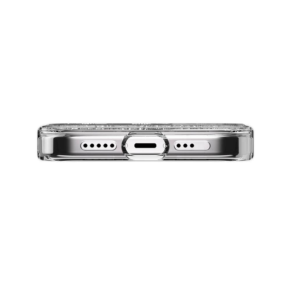 Apple iPhone 15 Pro Kılıf Magsafe Şarj Özellikli Parlayan Simli Şeffaf Lisanslı Switcheasy Starfield-M Kapak Mor