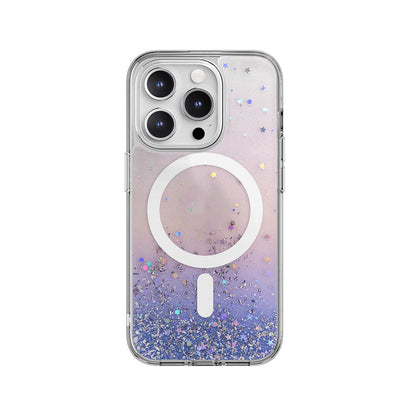 iPhone 15 Pro Kılıf M-safe Şarj Özellikli Parlayan Simli Şeffaf Lisanslı Switcheasy Starfield-M Kılıf