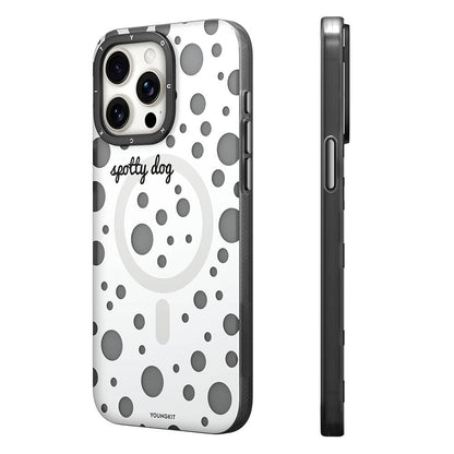 iPhone 15 Pro Kılıf M-safe Şarj Özellikli Polka Dot Desenli Youngkit Spots Serisi Kılıf