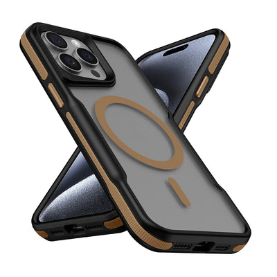 Apple iPhone 15 Pro Kılıf Magsafe Şarj Özellikli Renkli Kenar Airbag Şeritli Zore Lamer Kapak Siyah