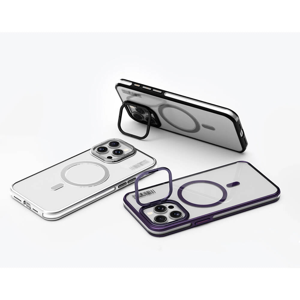 iPhone 15 Pro Kılıf M-safe Şarj Özellikli Sararma Önleyici Youngkit Crystal Grid Kılıf