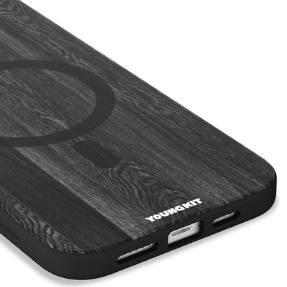 iPhone 15 Pro Kılıf M-safe Şarj Özellikli Sararmaya Dayanıklı Youngkit Wood Forest Serisi Kılıf